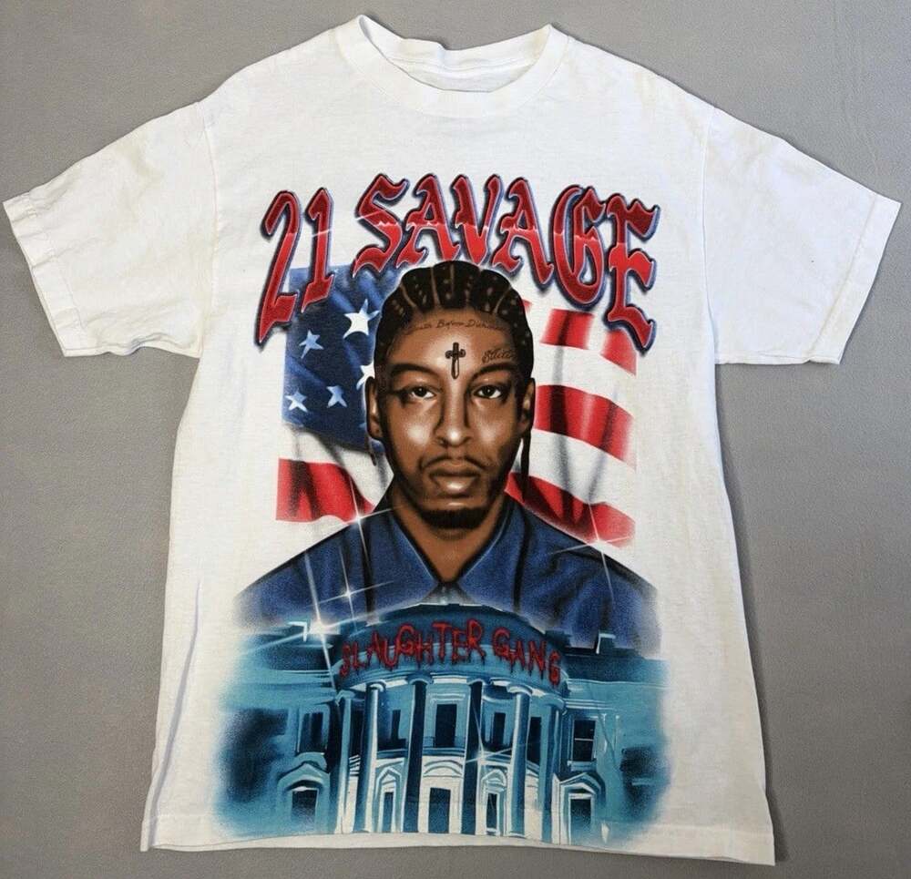 Excellent 21 Savage It’s All A Blur Tour Official White Tee T-Shirt DRAKE MEDIUM